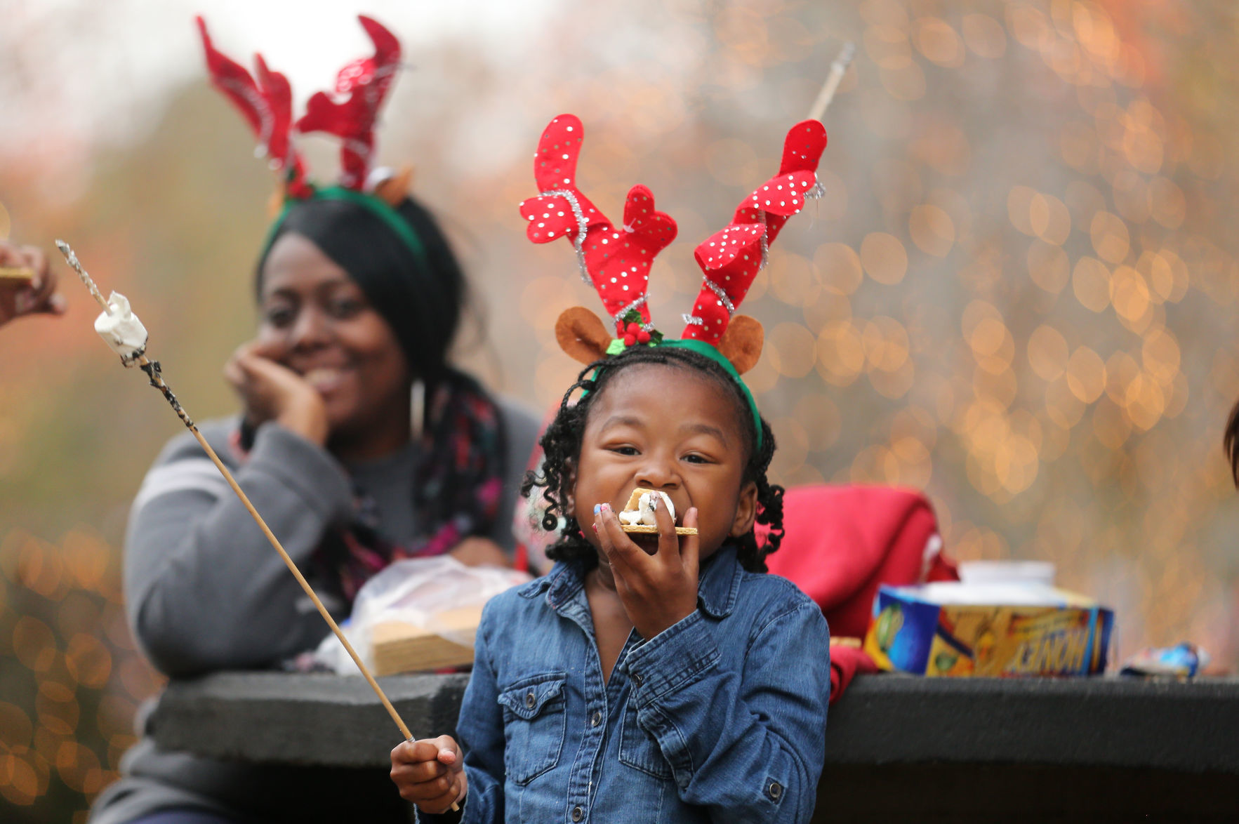 Christmas parade s'mores and reindeer ears